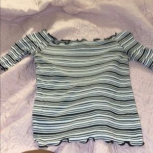 White & Black striped crop top